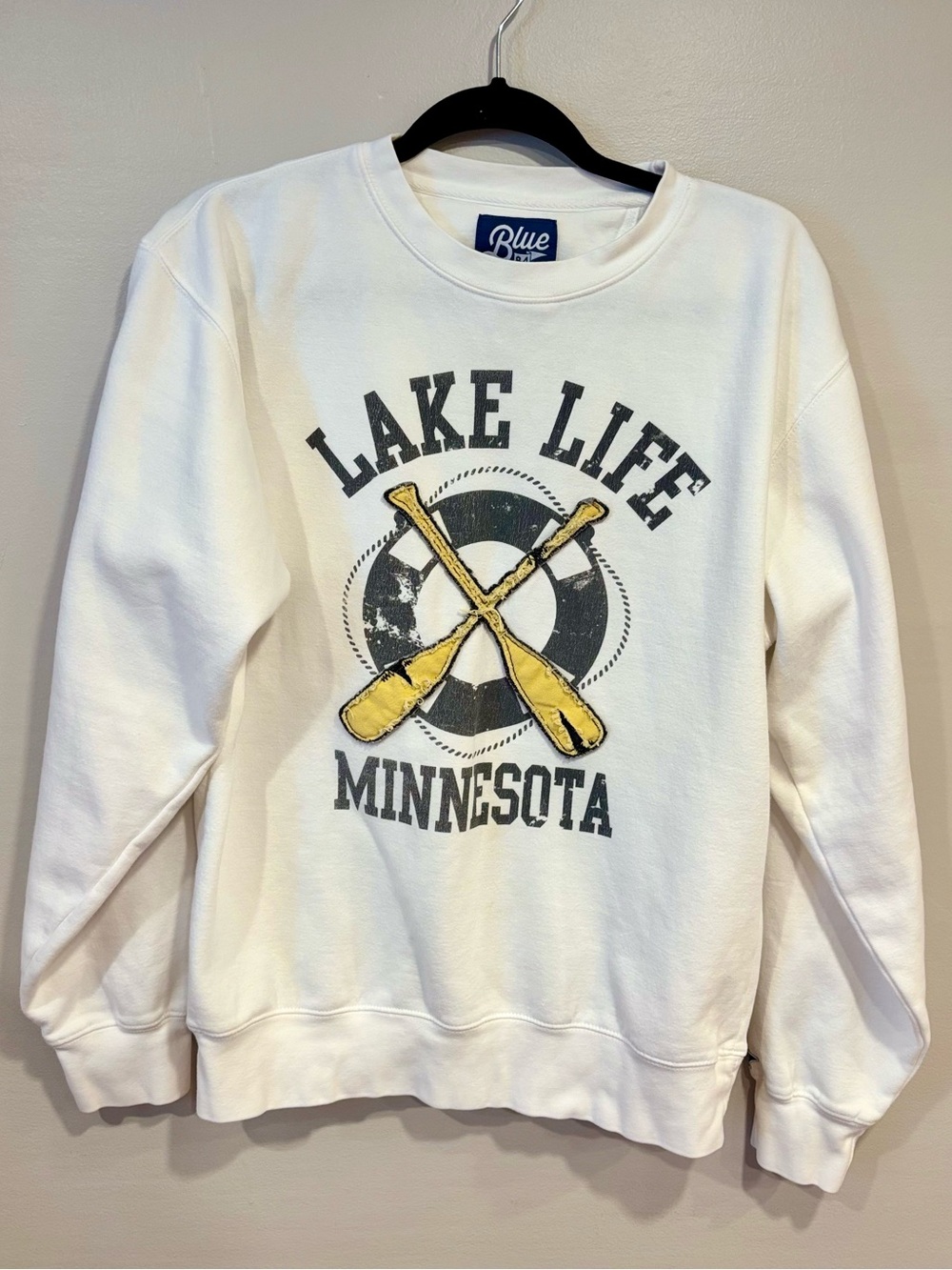 Minnesota Lake Life Blue 84 Oversized White Crewneck Pullover Unisex Small